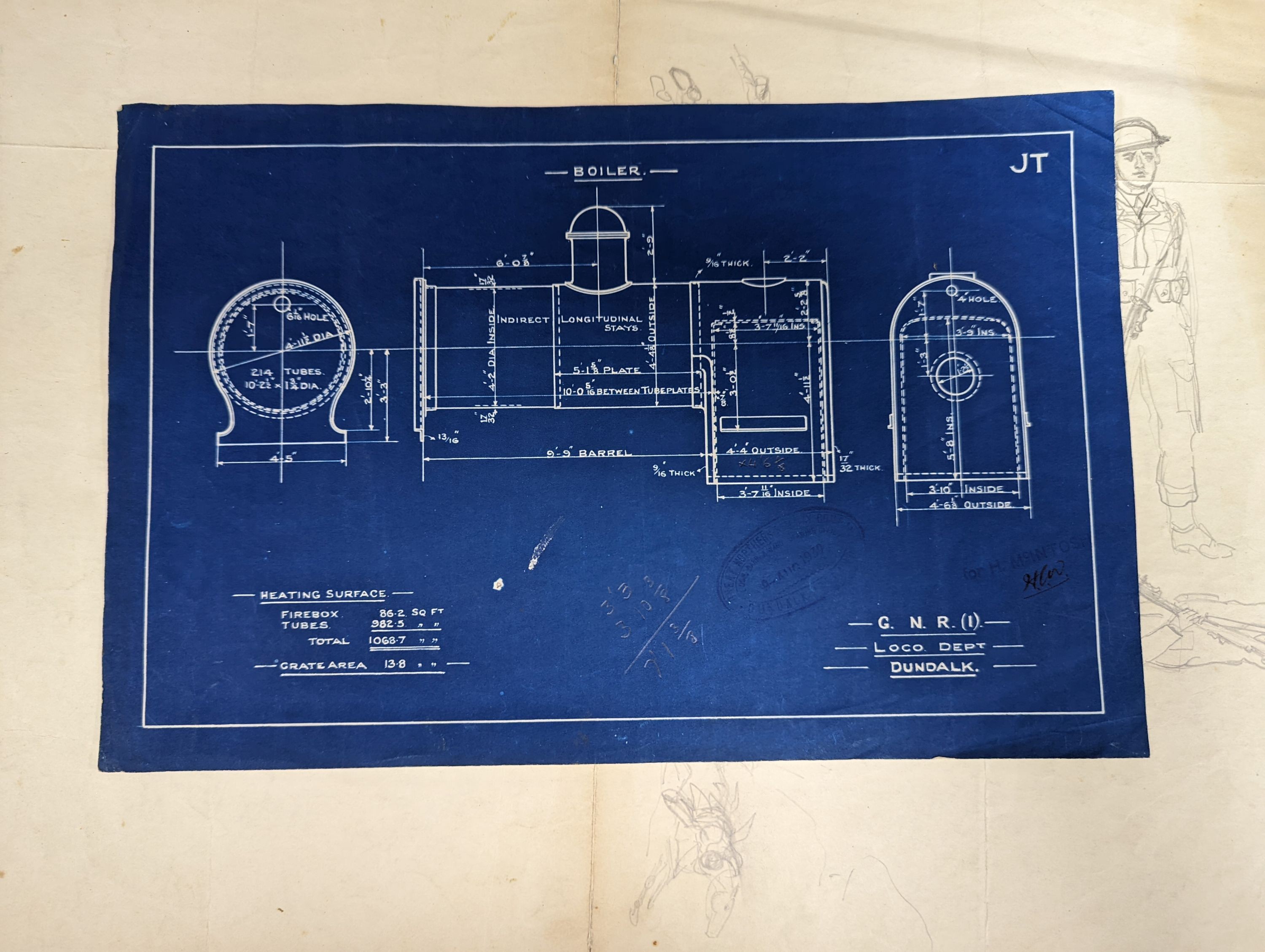 Railwayana. a group of watercolours and blueprints of rolling stock, most with L.M & S.R. (N.C.C) drawing office stamps circa 1928